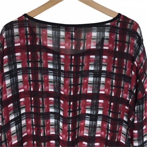 TORRID Top Blouse Pullover Plaid Grid Stripe Sheer Lightweight Plus Size 2X - Picture 6 of 12